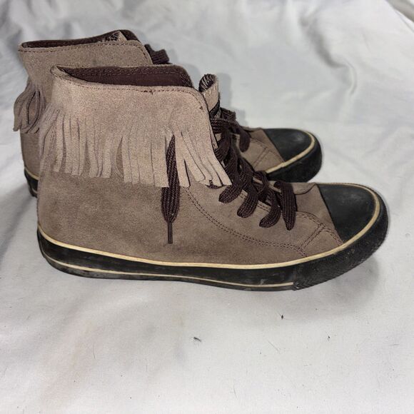 Converse Air Walk Shoes High Top Fringe Brown Skater Distressed Festival - Picture 10 of 14